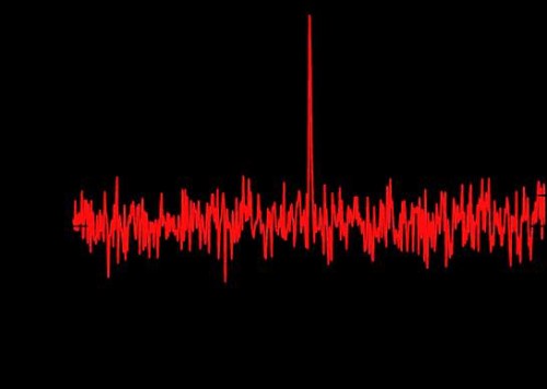 The intensity profile of FRB 140514, showing how quickly it evolved in time, lasting only a few milliseconds. Before and after the burst, only noise from the sky was detected. Image Credit: Malesani/Petroff